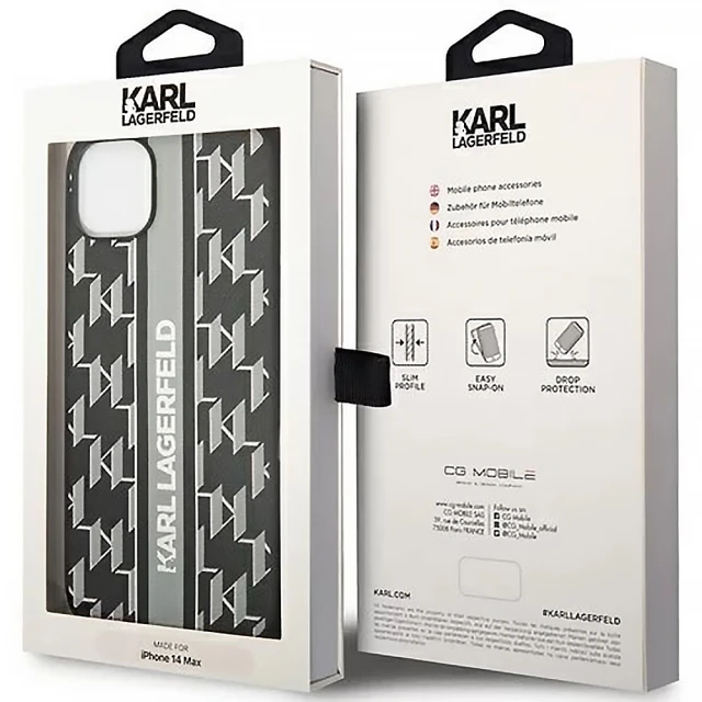 Чохол Karl Lagerfeld Monogram Stripe для iPhone 14 | 13 Gray (KLHCP14SPGKLSKG)