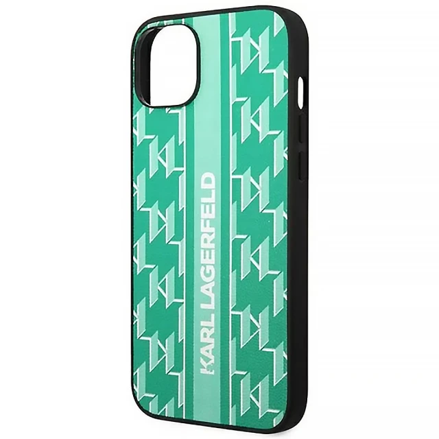 Чохол Karl Lagerfeld Monogram Stripe для iPhone 14 | 13 Green (KLHCP14SPGKLSKN)