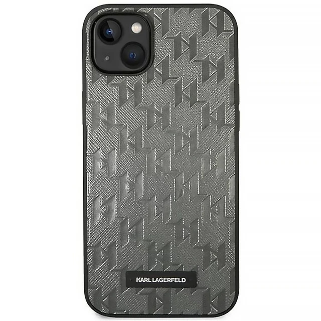 Чохол Karl Lagerfeld Saffiano Mono Metal Logo для iPhone 14 | 13 Gray (KLHCP14SSAKLHPG)
