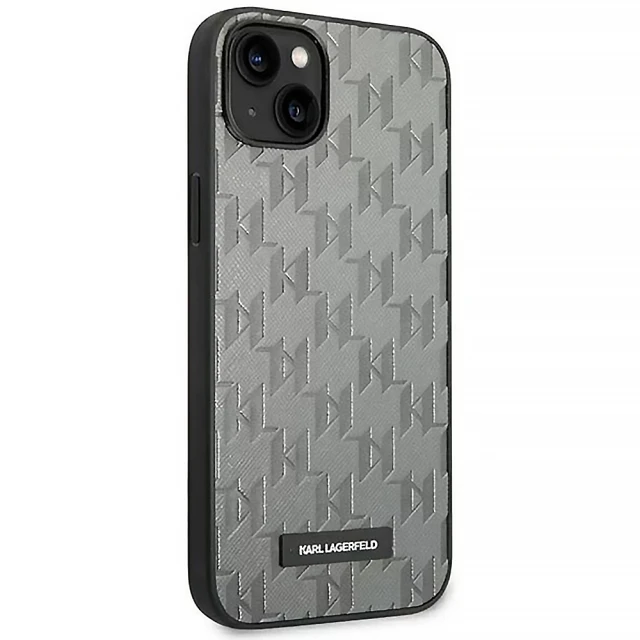 Чохол Karl Lagerfeld Saffiano Mono Metal Logo для iPhone 14 | 13 Gray (KLHCP14SSAKLHPG)