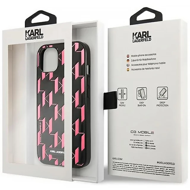 Чехол Karl Lagerfeld Monogram Plaque для iPhone 13 mini Pink (KLHCP13SMNMP1P)