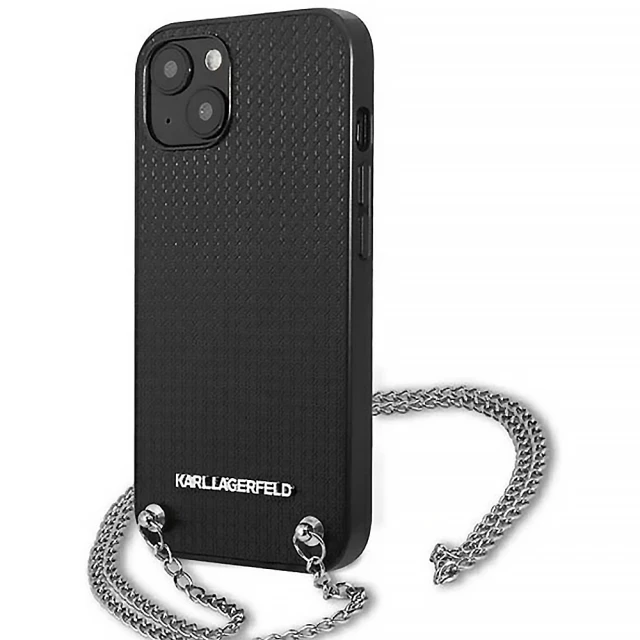 Чохол Karl Lagerfeld Leather Textured and Chain для iPhone 13 mini Black (KLHCP13SPMK)