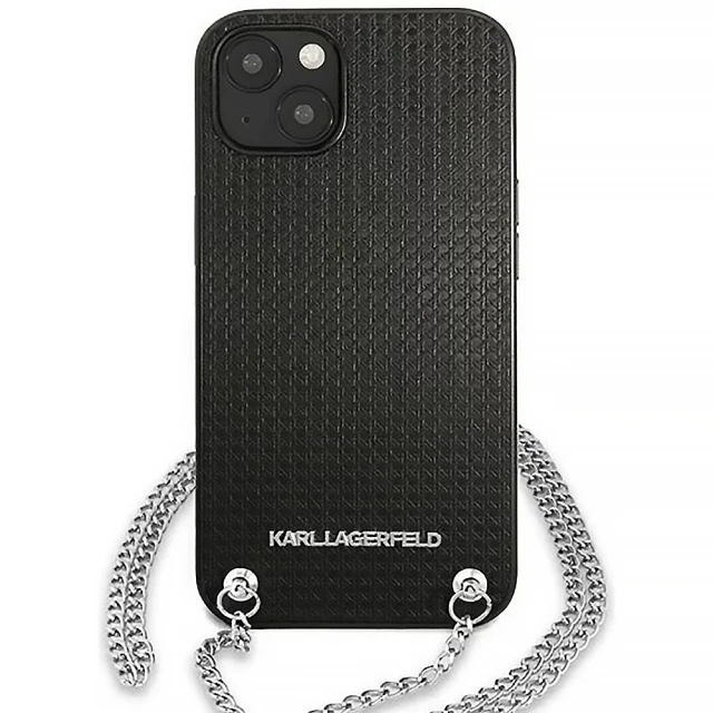 Чохол Karl Lagerfeld Leather Textured and Chain для iPhone 13 mini Black (KLHCP13SPMK)