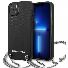Чохол Karl Lagerfeld Leather Textured and Chain для iPhone 13 mini Black (KLHCP13SPMK)