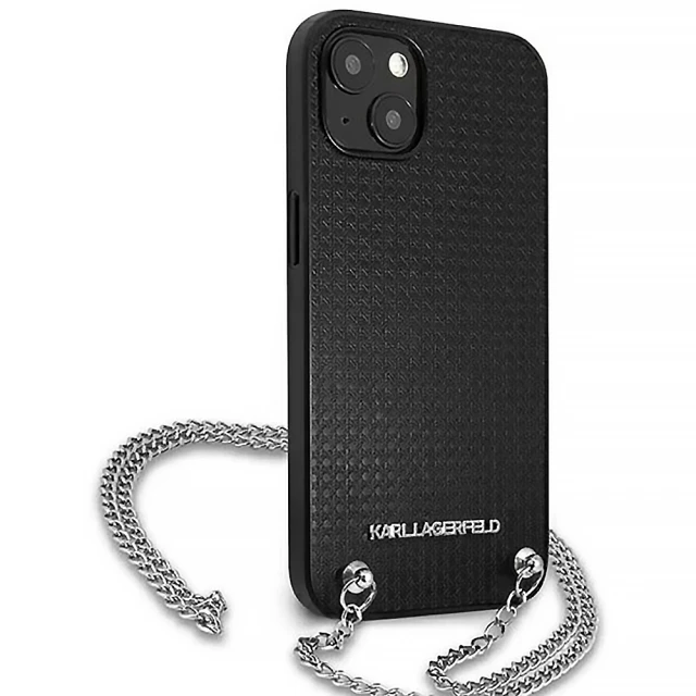 Чохол Karl Lagerfeld Leather Textured and Chain для iPhone 13 mini Black (KLHCP13SPMK)