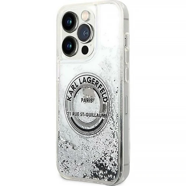 Чохол Karl Lagerfeld Liquid Glitter RSG для iPhone 14 Pro Max Silver (KLHCP14XLCRSGRS)
