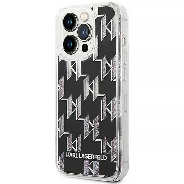 Чохол Karl Lagerfeld Liquid Glitter Monogram для iPhone 14 Pro Max Black (KLHCP14XLMNMK)