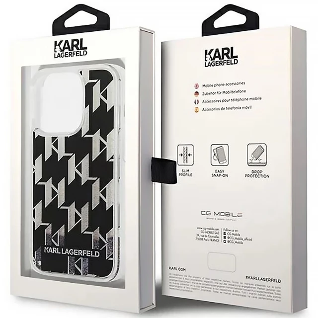 Чохол Karl Lagerfeld Liquid Glitter Monogram для iPhone 14 Pro Max Black (KLHCP14XLMNMK)