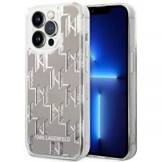 Чохол Karl Lagerfeld Liquid Glitter Monogram для iPhone 14 Pro Max Silver (KLHCP14XLMNMS)
