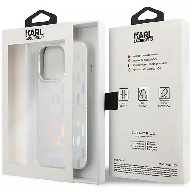 Чехол Karl Lagerfeld Monogram Iridescent для iPhone 14 Pro Silver (KLHCP14LLGMMSV3)
