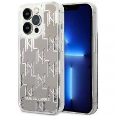 Чохол Karl Lagerfeld Liquid Glitter Monogram для iPhone 14 Pro Silver (KLHCP14LLMNMS)