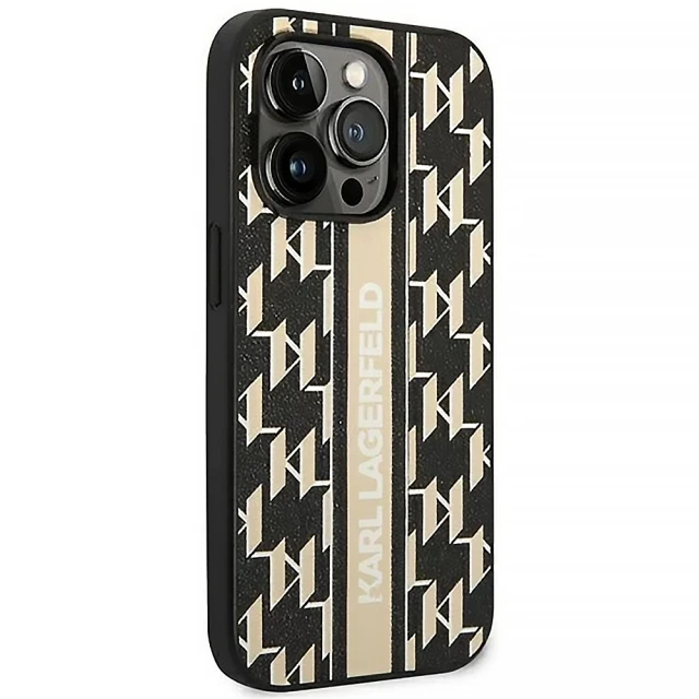 Чохол Karl Lagerfeld Monogram Stripe для iPhone 14 Pro Brown (KLHCP14LPGKLSKW)