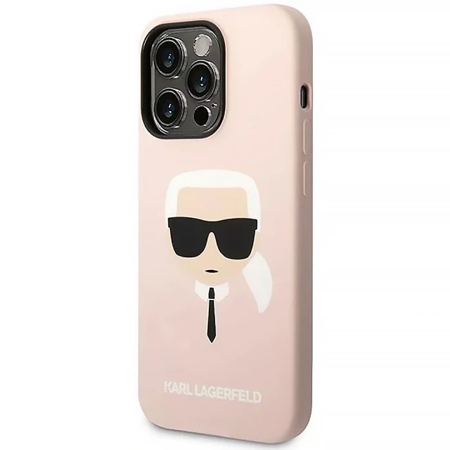 Чохол Karl Lagerfeld Silicone Karl's Head для iPhone 14 Pro Max Light Pink with MagSafe (KLHMP14XSLKHLP)