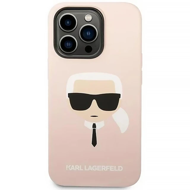 Чохол Karl Lagerfeld Silicone Karl's Head для iPhone 14 Pro Max Light Pink with MagSafe (KLHMP14XSLKHLP)