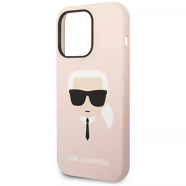Чохол Karl Lagerfeld Silicone Karl's Head для iPhone 14 Pro Max Light Pink with MagSafe (KLHMP14XSLKHLP)