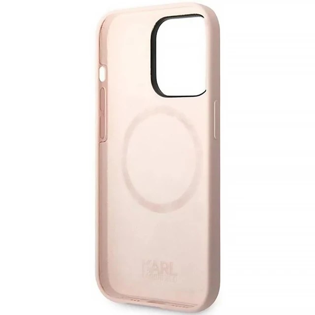 Чохол Karl Lagerfeld Silicone Karl's Head для iPhone 14 Pro Max Light Pink with MagSafe (KLHMP14XSLKHLP)