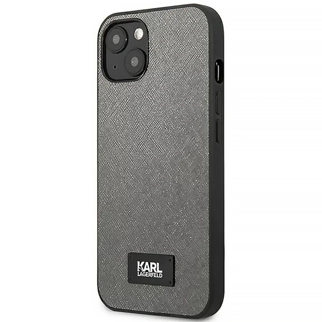 Чохол Karl Lagerfeld Saffiano Plaque для iPhone 13 mini Silver (KLHCP13SSFMP2DG)