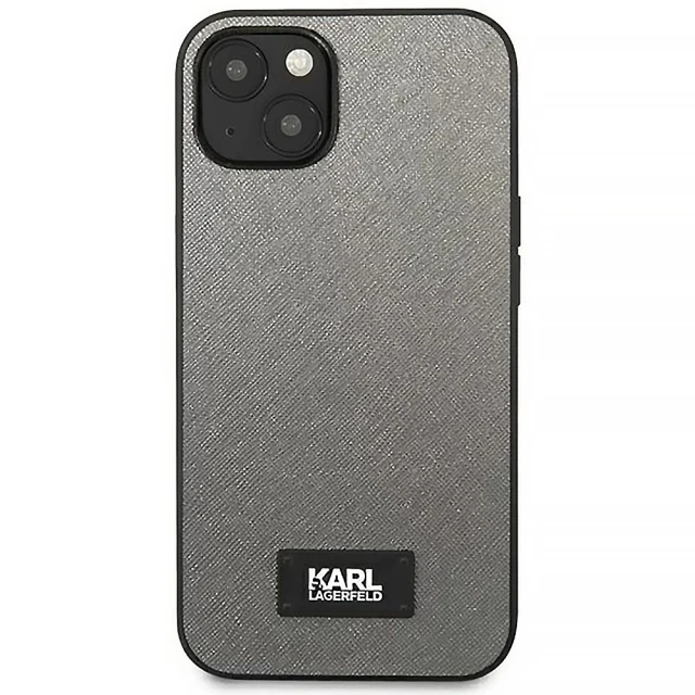 Чохол Karl Lagerfeld Saffiano Plaque для iPhone 13 mini Silver (KLHCP13SSFMP2DG)