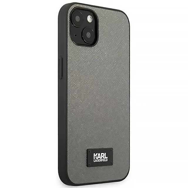 Чохол Karl Lagerfeld Saffiano Plaque для iPhone 13 mini Silver (KLHCP13SSFMP2DG)
