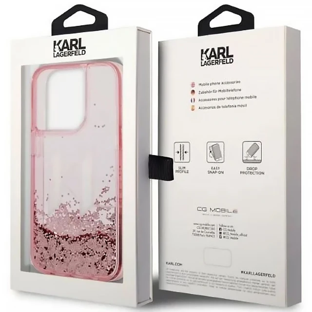 Чохол Karl Lagerfeld Liquid Glitter Big для iPhone 14 Pro Max Pink (KLHCP14XLBKLCP)