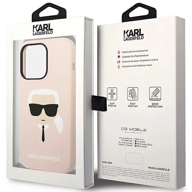 Чехол Karl Lagerfeld Karl's Head для iPhone 14 Pro Max Pink (KLHCP14XSLKHLP)