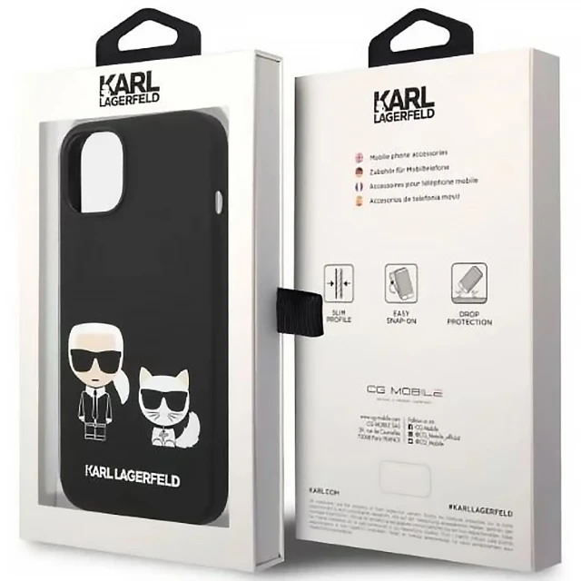 Чохол Karl Lagerfeld Liquid Silicone Karl & Choupette для iPhone 14 Plus Black with MagSafe (KLHMP14MSSKCK)