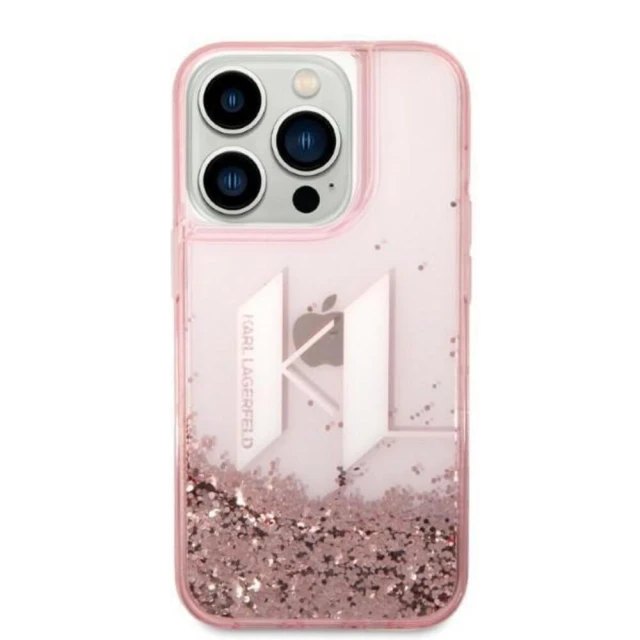 Чехол Karl Lagerfeld Liquid Glitter Big для iPhone 14 Pro Pink (KLHCP14LLBKLCP)