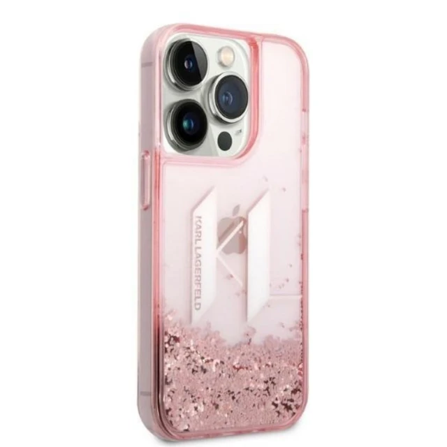 Чехол Karl Lagerfeld Liquid Glitter Big для iPhone 14 Pro Pink (KLHCP14LLBKLCP)