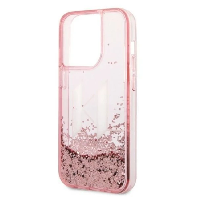 Чехол Karl Lagerfeld Liquid Glitter Big для iPhone 14 Pro Pink (KLHCP14LLBKLCP)