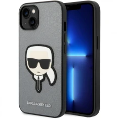 Чохол Karl Lagerfeld Saffiano Karl's Head Patch для iPhone 14 | 13 Silver (KLHCP14SSAPKHG)