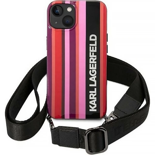 Чохол Karl Lagerfeld Color Stripes Strap для iPhone 14 | 13 Pink (KLHCP14SSTSTP)