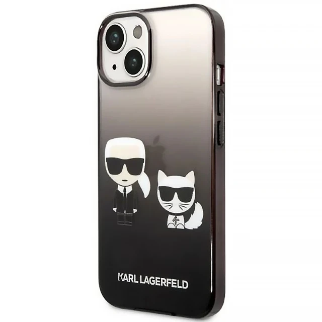 Чехол Karl Lagerfeld Gradient Iconik Karl & Choupette для iPhone 14 | 13 Black (KLHCP14STGKCK)