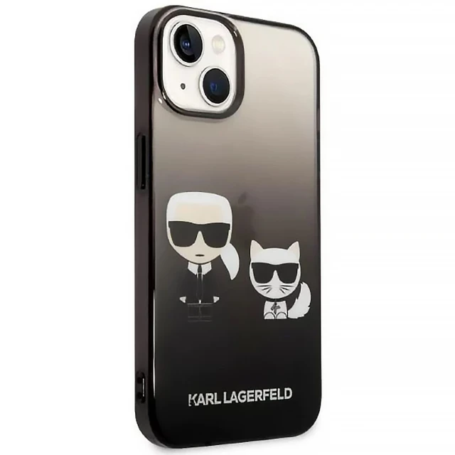 Чехол Karl Lagerfeld Gradient Iconik Karl & Choupette для iPhone 14 | 13 Black (KLHCP14STGKCK)