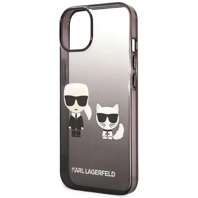 Чехол Karl Lagerfeld Gradient Iconik Karl & Choupette для iPhone 14 | 13 Black (KLHCP14STGKCK)