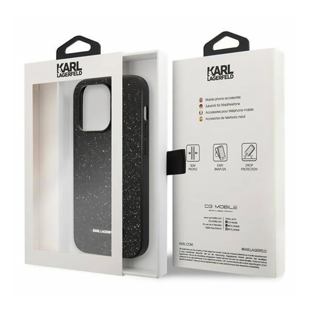 Чехол Karl Lagerfeld Glitter Plaque Logo для iPhone 14 Pro Max Black (KLHCP14XG2ELK)