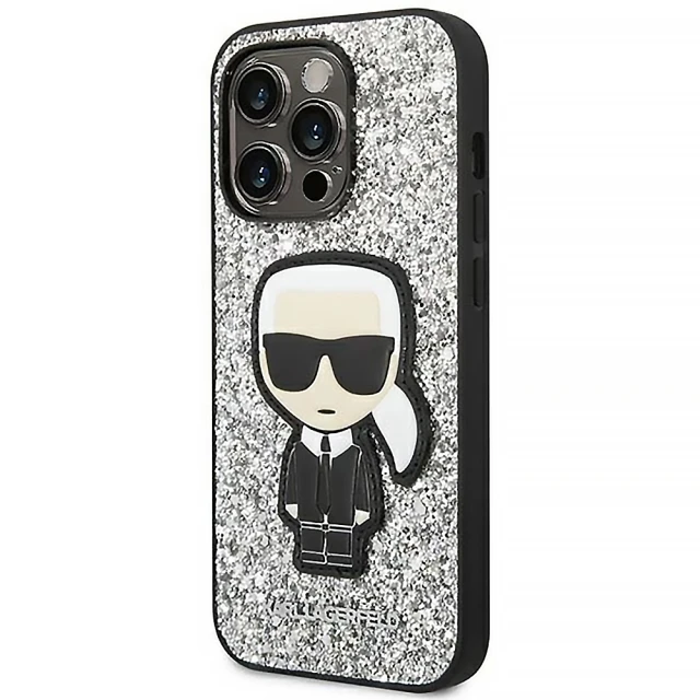 Чохол Karl Lagerfeld Glitter Flakes Iconik для iPhone 14 Pro Max Silver (KLHCP14XGFKPG)