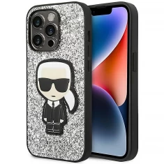 Чохол Karl Lagerfeld Glitter Flakes Iconik для iPhone 14 Pro Max Silver (KLHCP14XGFKPG)