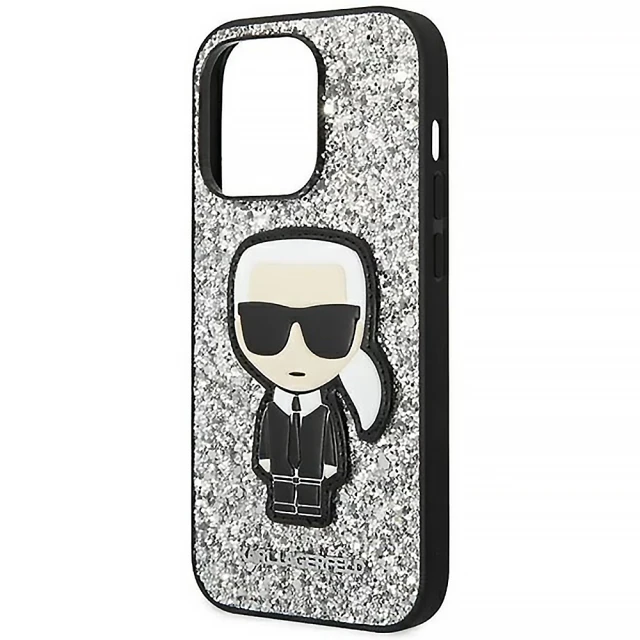 Чохол Karl Lagerfeld Glitter Flakes Iconik для iPhone 14 Pro Max Silver (KLHCP14XGFKPG)