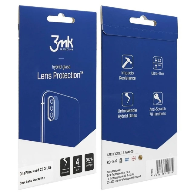 Захисне скло для камери 3mk Lens Protect (4 PCS) для OnePlus Nord CE 3 Lite Clear (5903108522069)