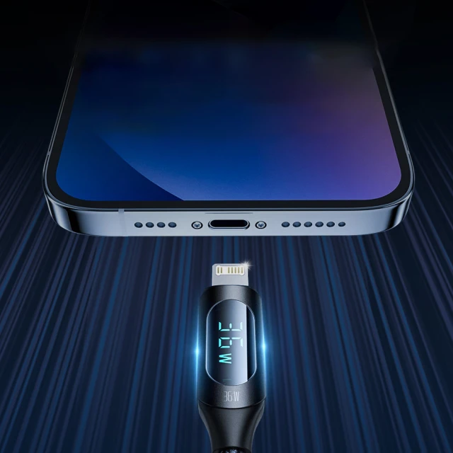 Кабель Wozinsky USB-C to Lightning with LED Display 36W 1 m Black (WUCLC1)