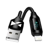 Кабель Wozinsky USB-A to Lightning with LED Display 2.4A 1 m Black (WUALC1)