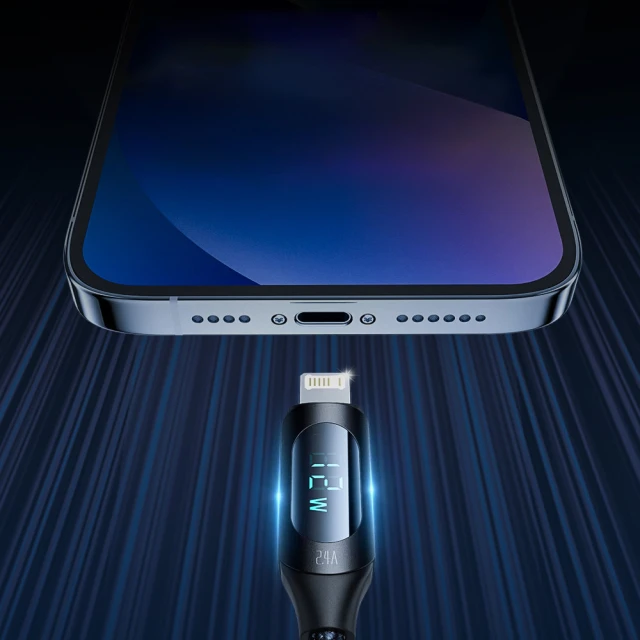 Кабель Wozinsky USB-A to Lightning with LED Display 2.4A 2 m Black (WUALC2)
