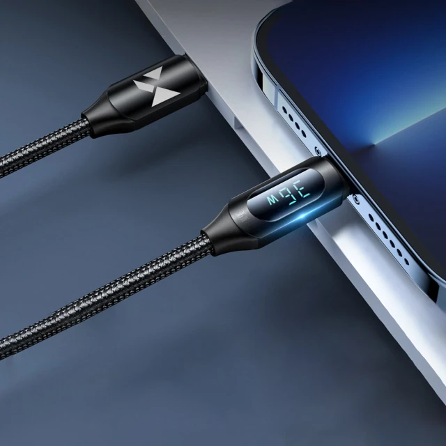 Кабель Wozinsky USB-C to Lightning with LED Display 36W 2 m Black (WUCLC2)