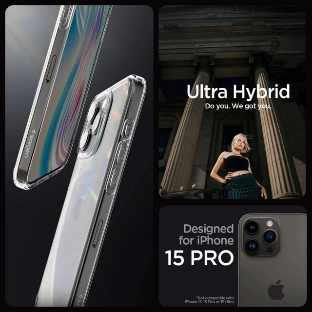 Чохол Spigen Crystal Hybrid для iPhone 15 Pro Crystal Clear (ACS06471)