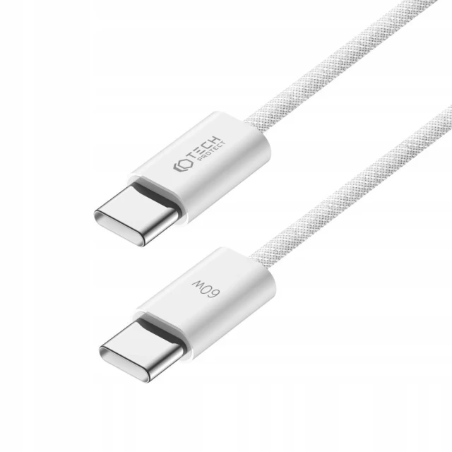Кабель Tech-Protect UltraBoost Classic USB-C to USB-C 60W 3A 1m White (9319456607116)