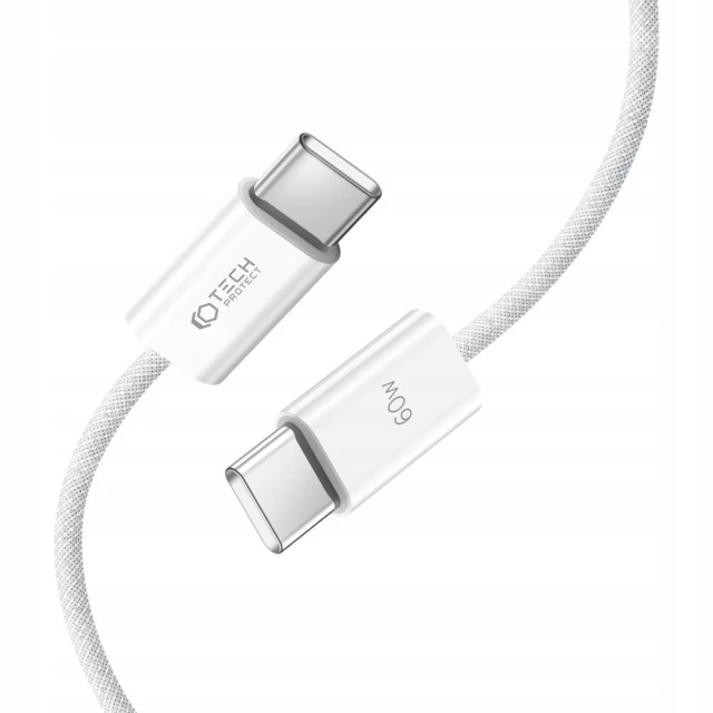 Кабель Tech-Protect UltraBoost Classic USB-C to USB-C 60W 3A 1m White (9319456607116)