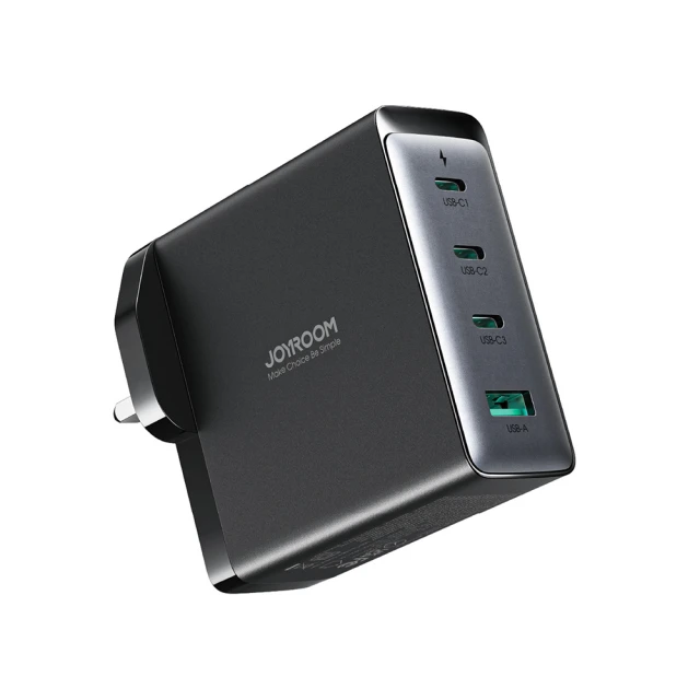 Мережевий зарядний пристрій Joyroom 140W 3xUSB-C | USB-A with USB-C to USB-C Cable 1.2m Black (JR-TCG05)