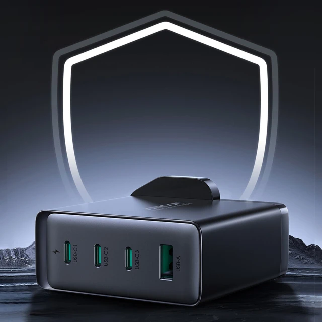 Мережевий зарядний пристрій Joyroom 140W 3xUSB-C | USB-A with USB-C to USB-C Cable 1.2m Black (JR-TCG05)