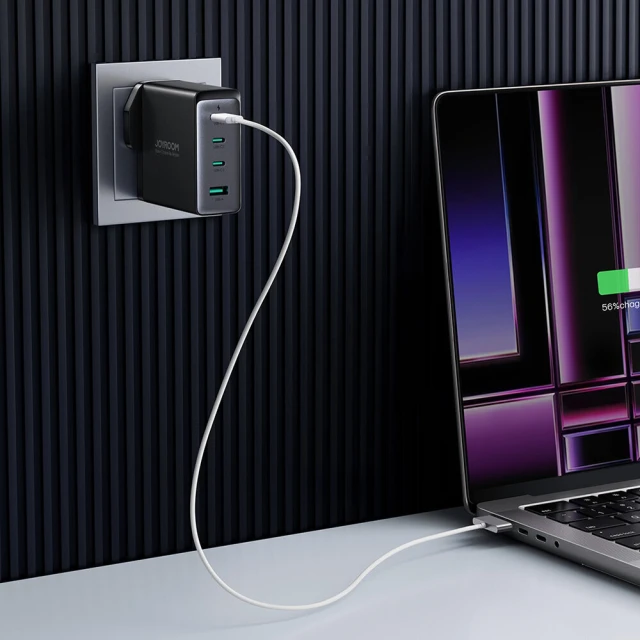 Мережевий зарядний пристрій Joyroom 140W 3xUSB-C | USB-A with USB-C to USB-C Cable 1.2m Black (JR-TCG05)