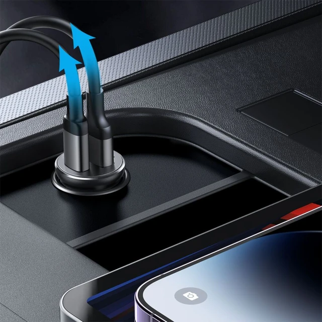 Автомобільний зарядний пристрій Joyroom USB-A/USB-C 30W Black (JR-CCN05)